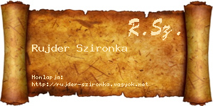 Rujder Szironka névjegykártya